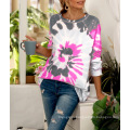 Hot style cross-border women's wear 2021 spring and autumn new tie-dye print hooded long-sleeve T-shirt hoodie